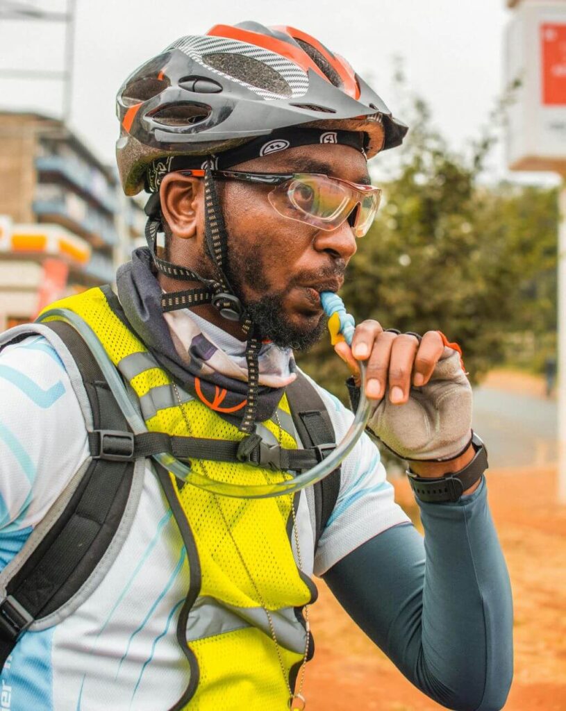 hydration pack using by a man